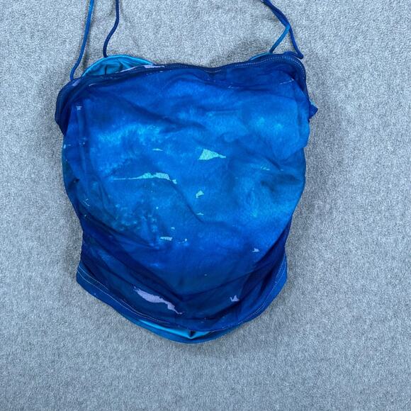 Superdown Lissie Ruched Cami Tank Top Size Small Blue Mesh Spaghetti Strap Fairy - Picture 8 of 10